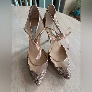 Betsey Johnson Glittery Rose Gold Heels